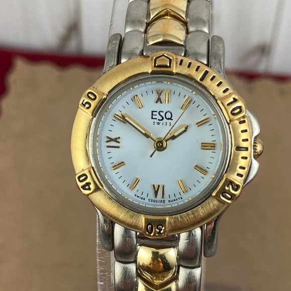 Vintage-Gold-Movado-Esquire-  Vintage Movado Esquire Watch 2 Tone SS Gold with 4 Bracelets